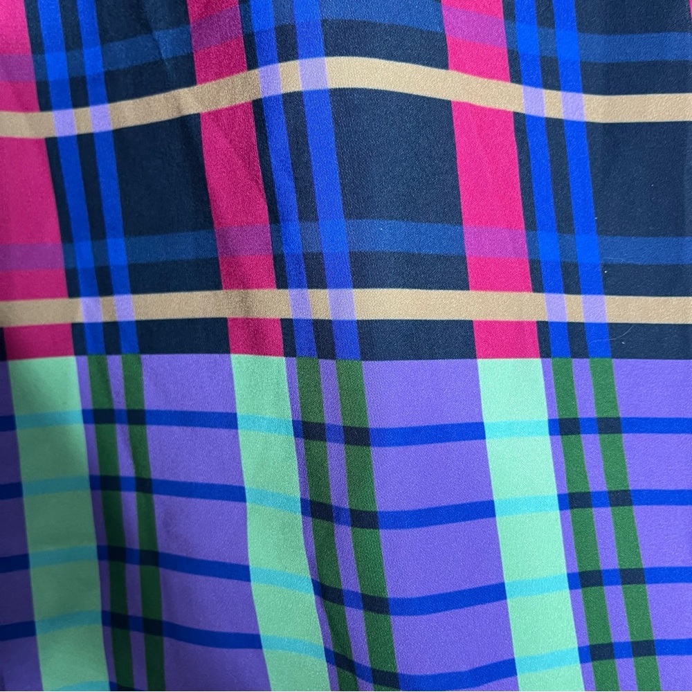 Eloquii Multicolor Plaid Dress with Flared Long Sleeves  Key Hole Opening SZ 18 - Picture 5 of 11